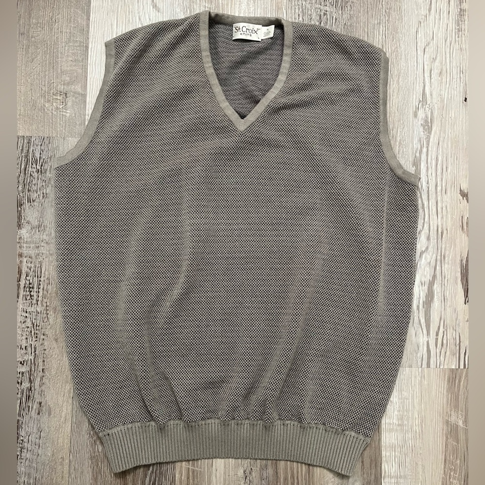 Vintage St. Croix Knits Sweater Vest XL Gray USA Made